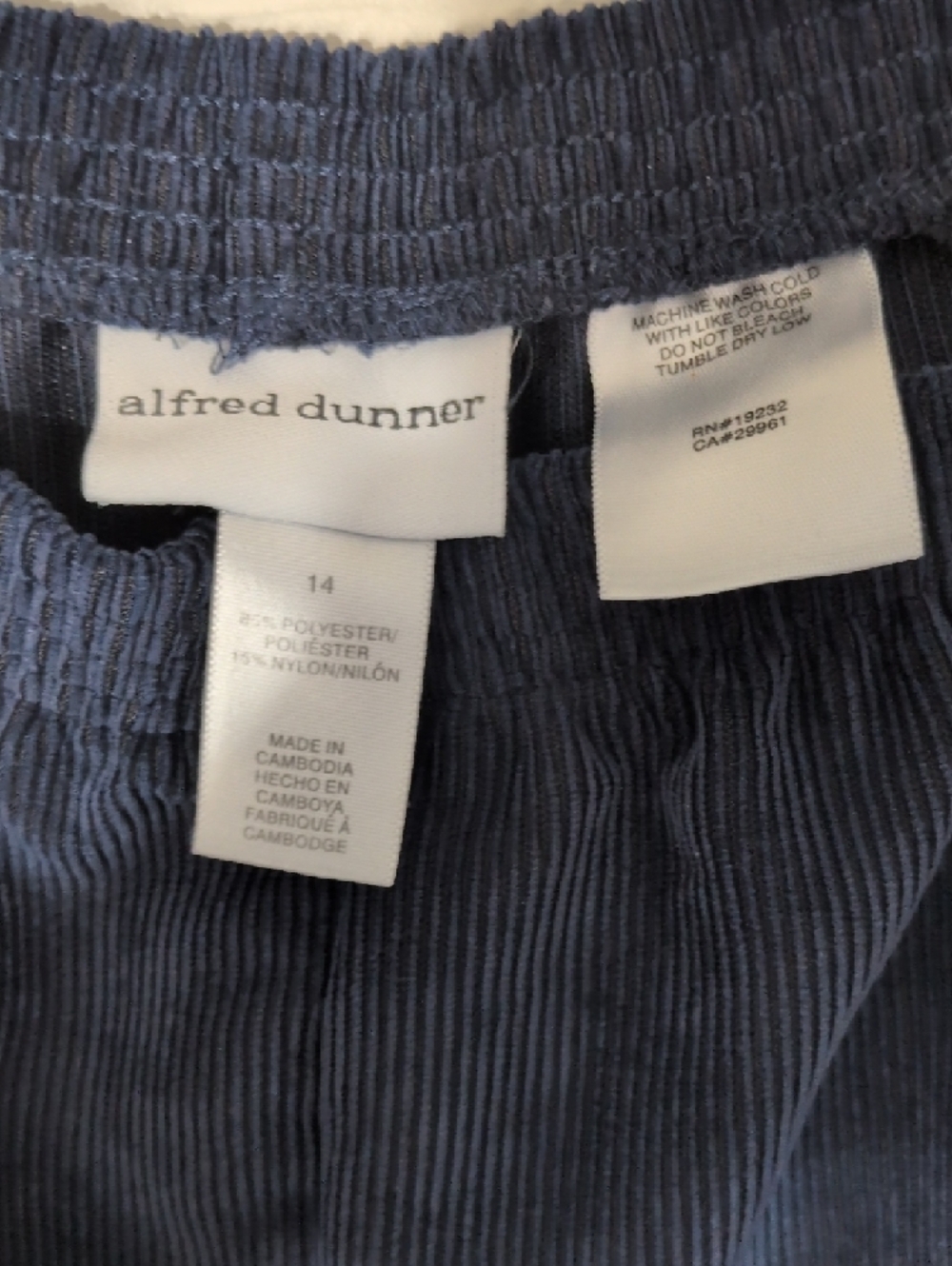 Alfred Dunner Vintage Navy Corduroy Women’s Pants, Size 14 - Picture 2 of 9
